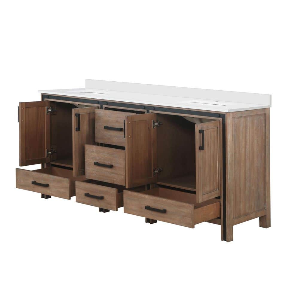 Rustic Barnwood 72" Double Vanity with Cultured Marble Top