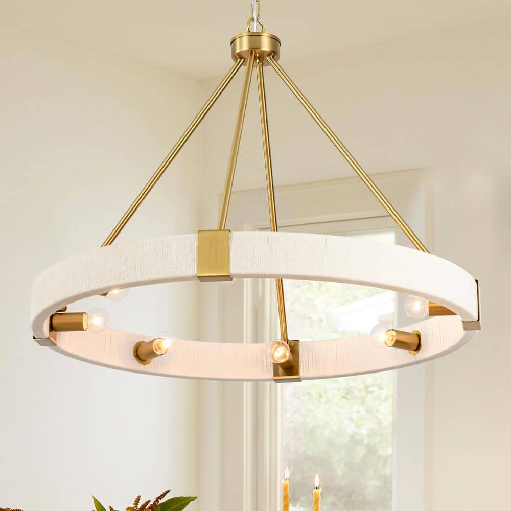 Amzie 8-Light 27.56-in Mid-Century Modern Natural Cotton Rope and Metal Round Dimmable Pendant Light price history on PriceWatchPro