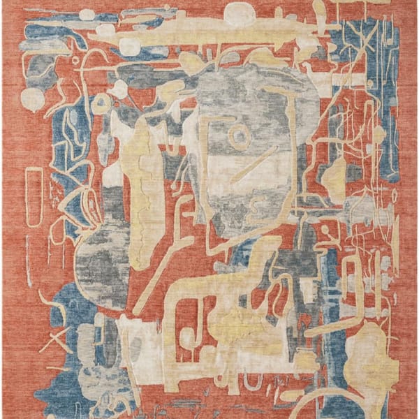 Paintwrks 8 X 11 Multi-Colored Abstract Washable Area Rug