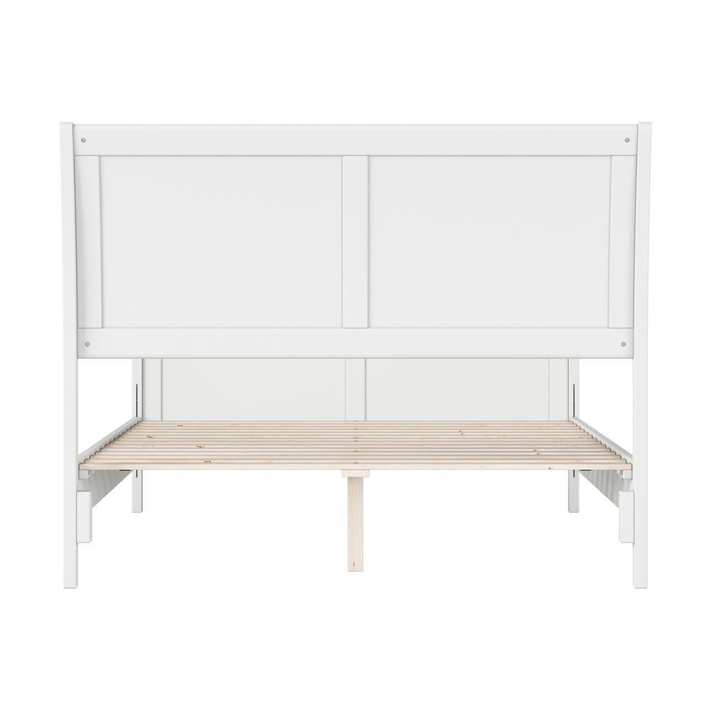 Valencia White Full Sleigh Platform Bed with Wood Frame