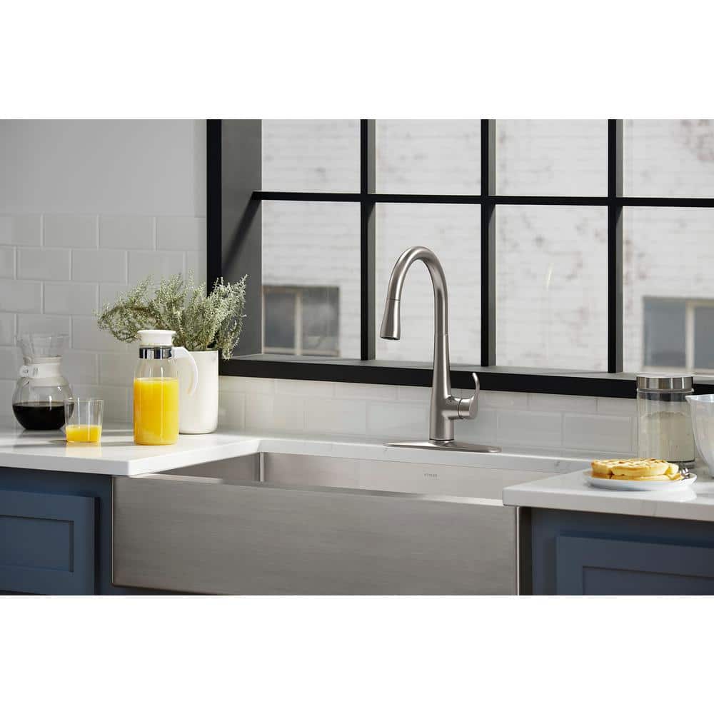 Vibrant Stainless Steel Touchless Pull-Down Kitchen Faucet
