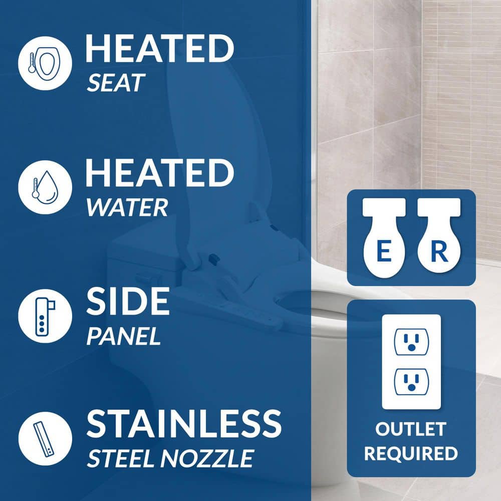 Slim White Heated Bidet Toilet Seat with Night Light