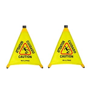 20 in. Yellow Multi-Lingual Pop-Up Wet Floor Sign (2-Pack)