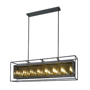 Infinity 16-Light Misty Charcoal Chandelier with Mirror Glass Shade