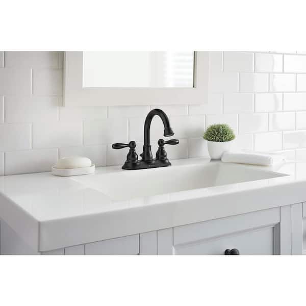 Mandouri 4 in. Centerset 2-Handle High-Arc Bathroom Faucet in Matte Black