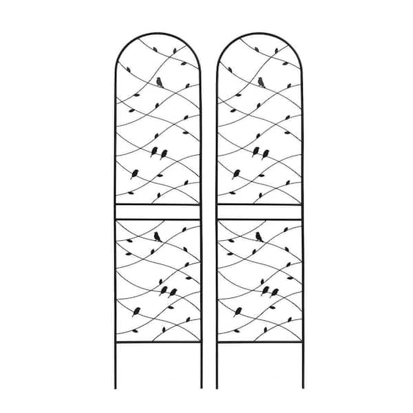 2-Pack 86.7 in. Metal Garden Trellis Rustproof Trellis for Climbing Plants Outdoor Flower Support Black