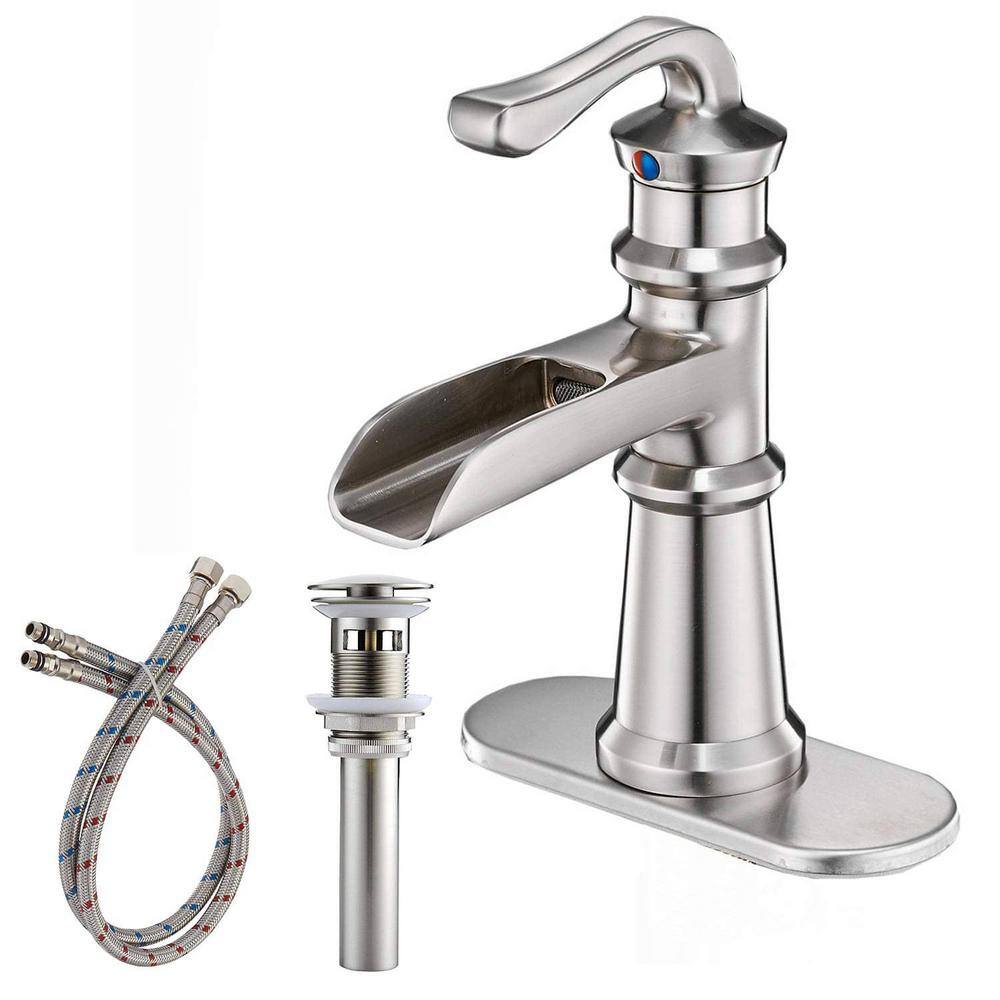 FLG Single Handle Single Hole Waterfall Brass Bathroom Sink Faucet With flg-single-handle-single-hole-waterfall-brass-bathroom-sink-faucet-with