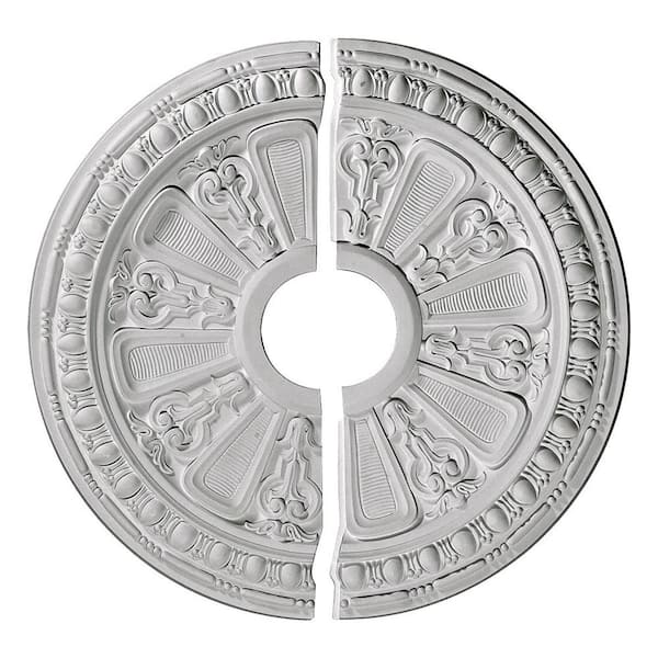 Ekena Millwork 17-5/8 in. x 3-5/8 in. x 7/8 in. Raymond Urethane Ceiling Medallion, 2-Piece (Fits Canopies up to 3-5/8 in.)