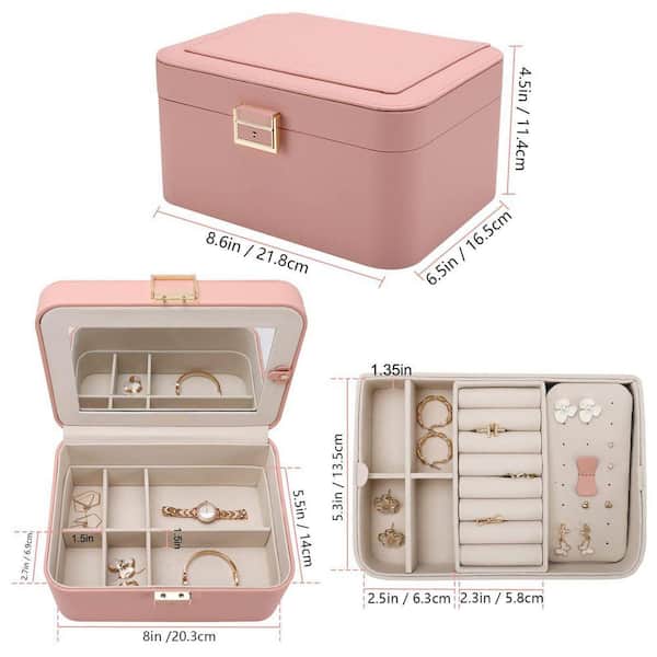 6.5 x 4.5 in. Bluish Grey PU Leather Jewelry Organizer Box with