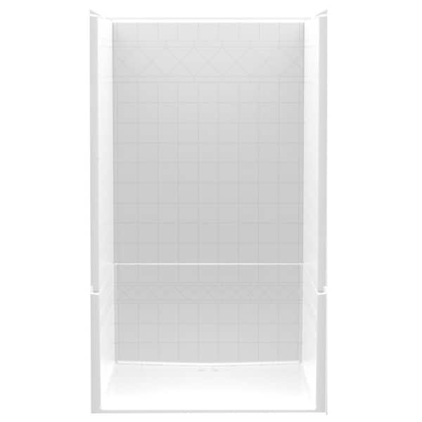 Aquatic Accessible Diagonal Tile AcrylX 48 in. x 42 in. x 75 in. 4-Piece Shower Stall with Center Drain in White