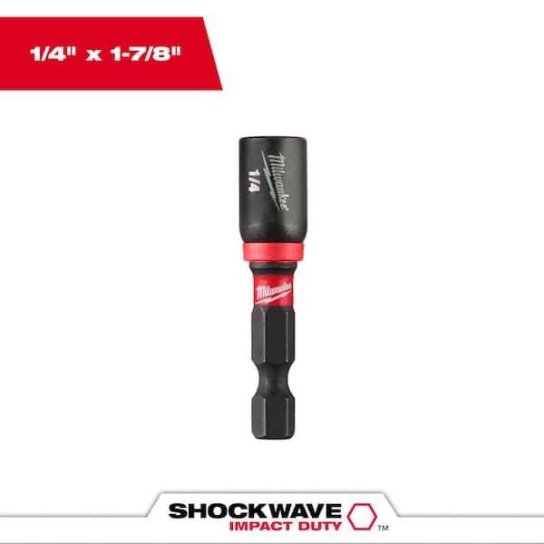 Milwaukee SHOCKWAVE Impact Duty 1/4 in. x 1-7/8 in. Alloy Steel Magnetic Nut Driver (1-Pack)