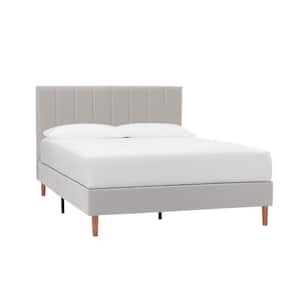 Warrenton Riverbed Taupe Upholstered Queen Bed with Channel Tufting (61.2 in W. X 43.3 in H.)