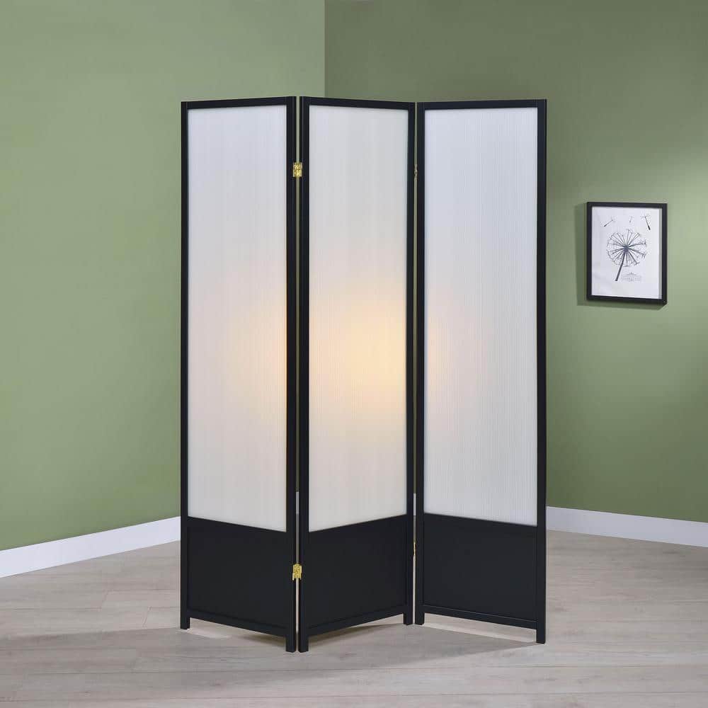 Black Transitional 3-Panel Folding Room Divider