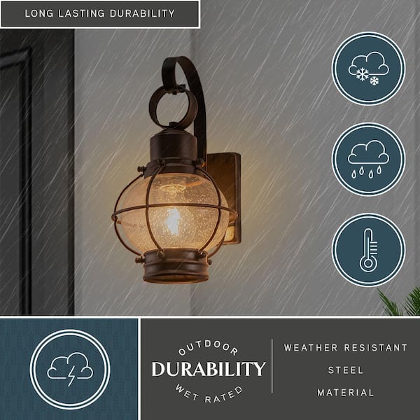 Chatham 1 Light Bronze Coastal Outdoor Wall Lantern Clear Glass