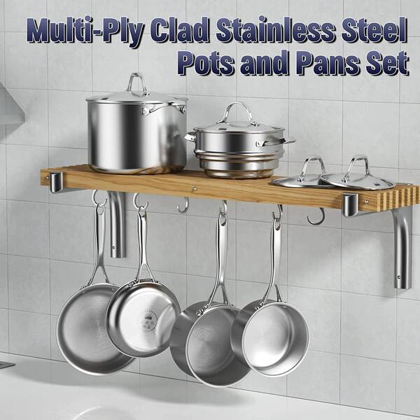 Cooks Standard Wok Pan Stainless Steel, 13-Inch Multi-Ply Clad Stir Fr