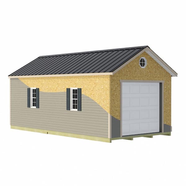 Tailored Titan-Vinyl 12 ft. x 16 ft. Wood Garage Kit Prepped for Vinyl and Fortress Floor Included
