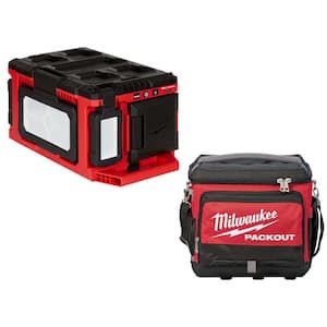 M18 18-Volt Lithium-Ion Cordless PACKOUT 3000 Lumens LED Light with Built-In Charger w/15.75 in. PACKOUT Cooler Bag