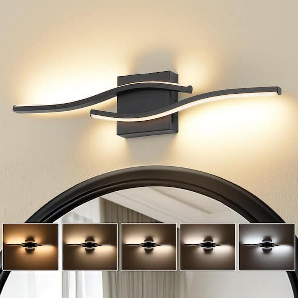 23.03 in. 1-Light Black LED Bathroom Vanity Light Bar with Dimmable and 5-CCT Adjustable Switch