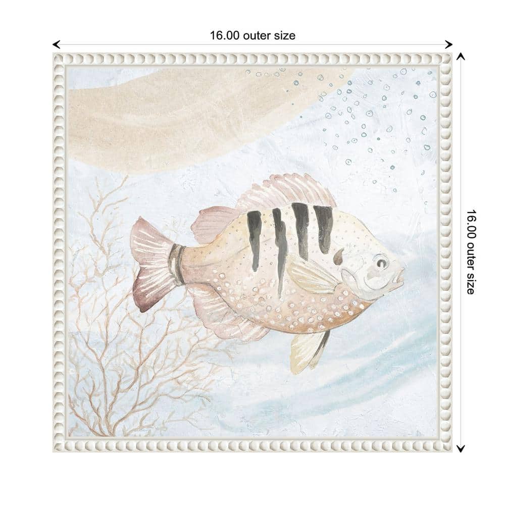 Ocean Oasis Waves Tropical Fish II Canvas Art with White Frame