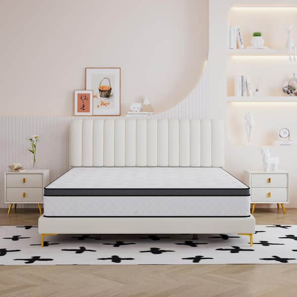 LIBORIA Queen Size Firm Hybird Memory Foam 10 in. Innerspring Bed -in-a-Box Mattress Cooling and Skin-Friendly