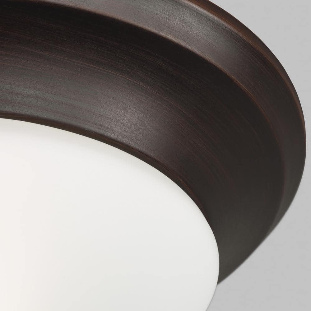 Bronze and Satin Etched Glass 9" Flush Mount Light