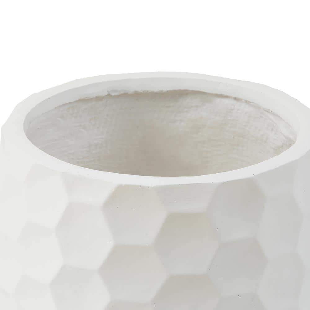 Matte White Geo-Design 12.2" MgO Round Planter for Indoor & Outdoor