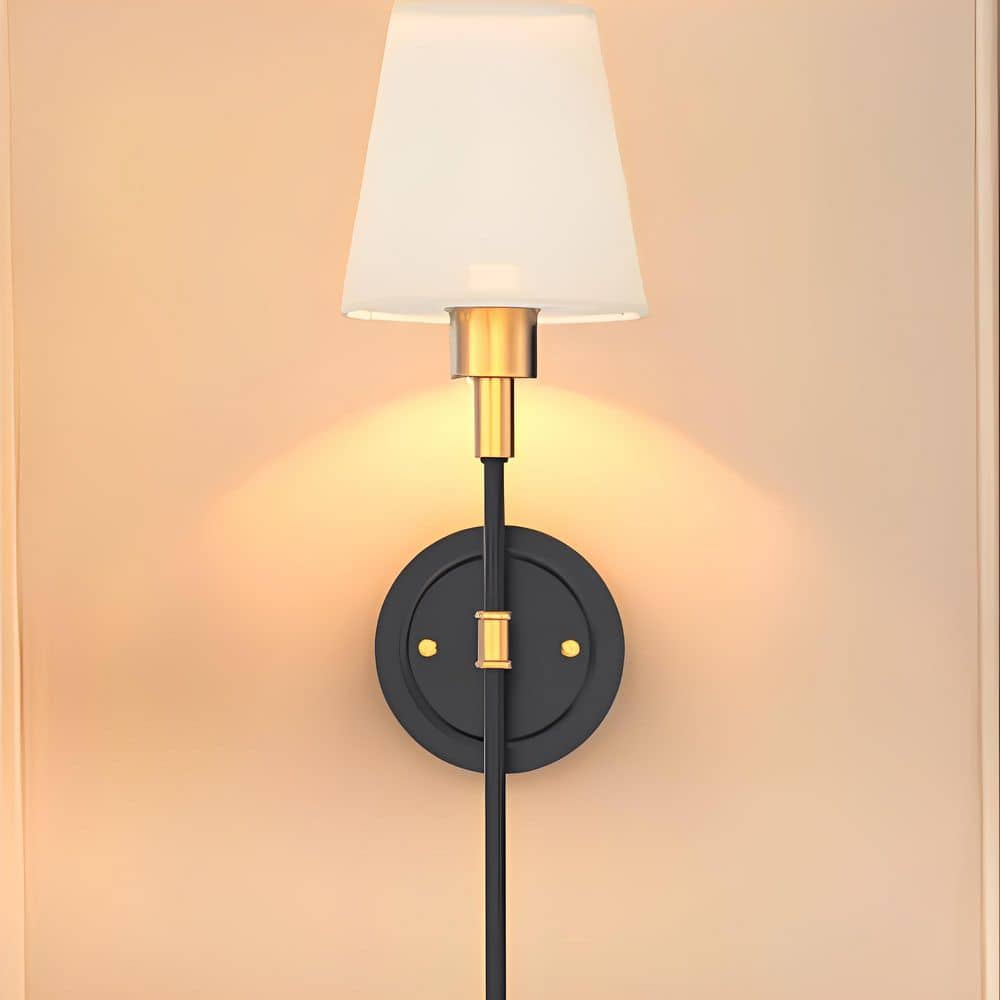 25 in. 1-Light Black and Gold Wall Sconce Set of 2, Wireless Rechargeable Wall Lights with 7 Colors for Bedroom price history on PriceWatchPro