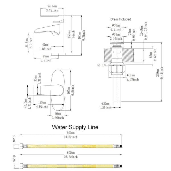 Single Handle Single Hole Bathroom Faucet with Deckplate Included in Brushed Gold