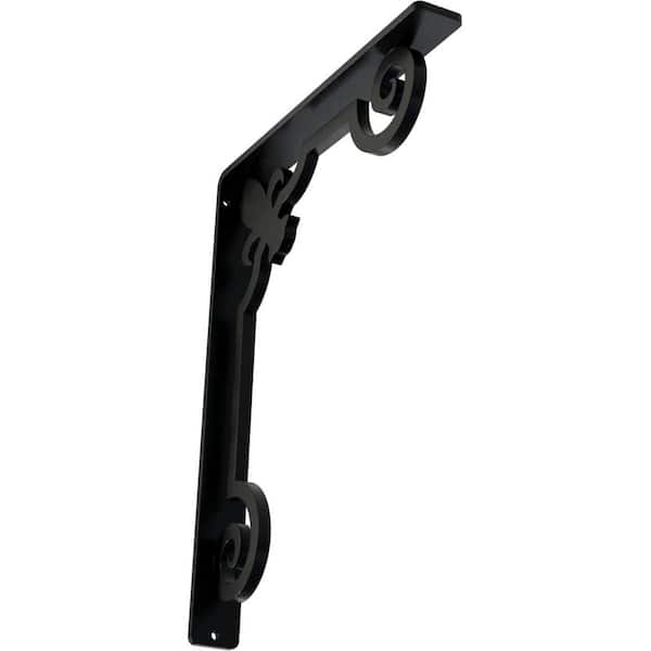 Ekena Millwork 1-1/2 in. x 12 in. x 10 in. Wrought Iron Single Center Brace Fleur-De-Lis Bracket