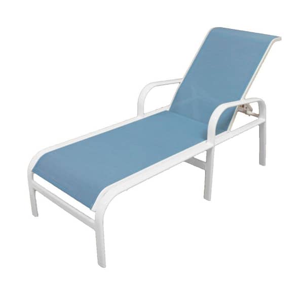 Unbranded Marco Island Commercial Grade White/Dupione Poolside Sling Outdoor Chaise Lounge