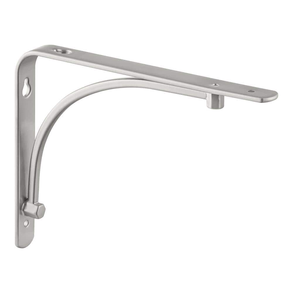 Everbilt Shelf Bracket 6 In. X 8 In. Satin Nickel Painted Classic Arch 