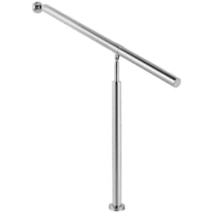 31.5 in. W x 35.4 in. H Single Post Handrails 304 Stainless Steel Handrails for Outdoor Steps, Silver