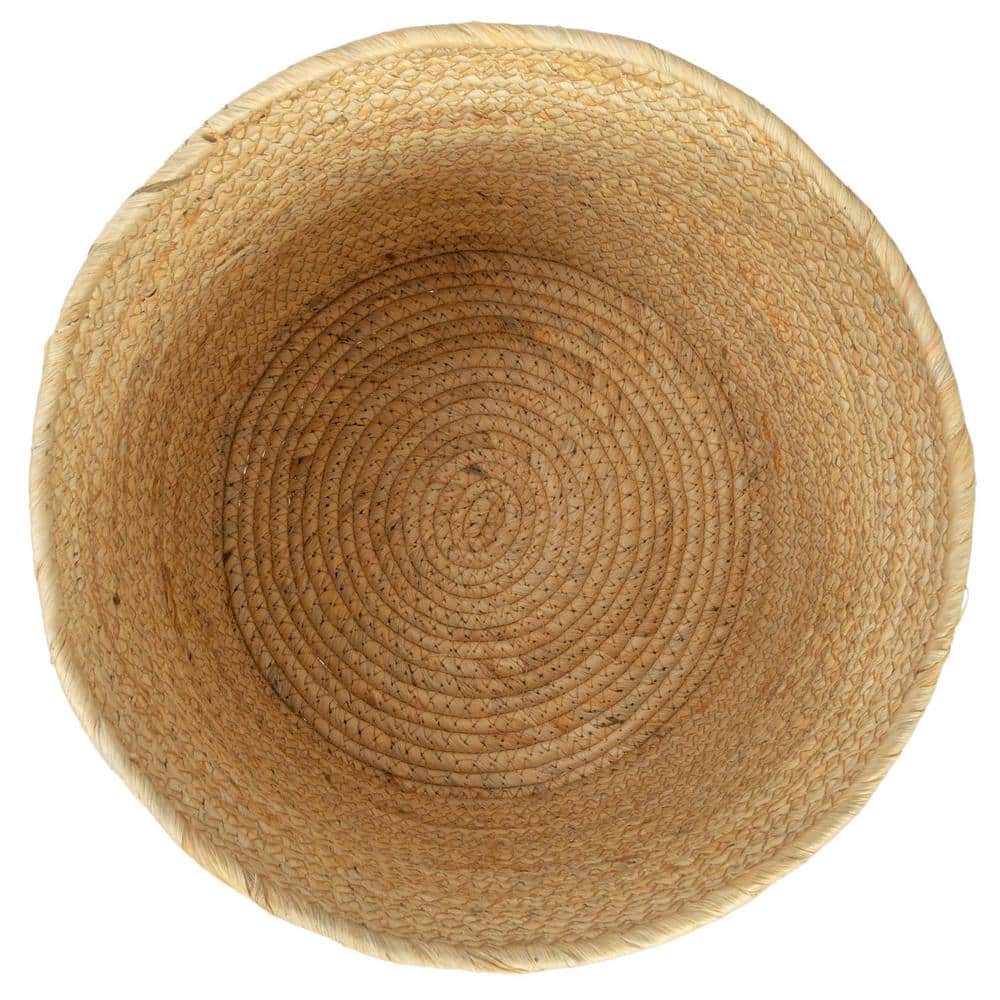 Natural Handwoven Corn Leaf Round Storage Basket