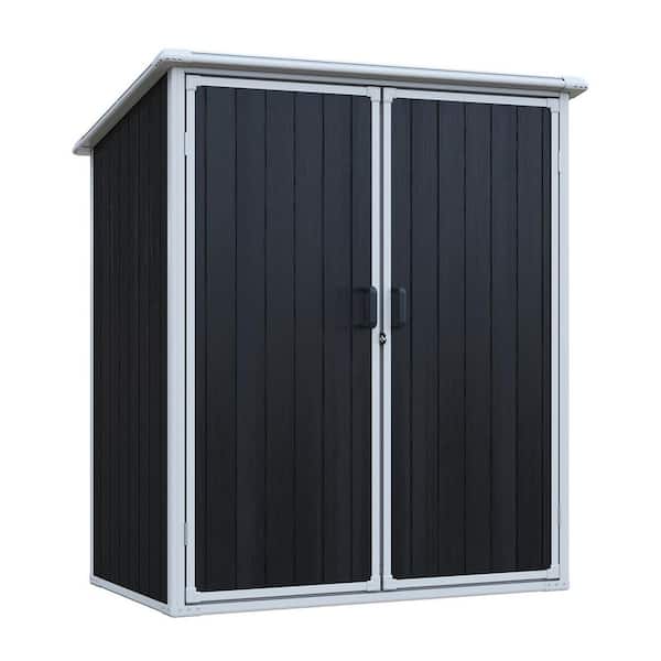 5 ft. W x 3 ft. D Black Resin Outdoor Storage Shed with Lockable Doors for Bikes and Patio Furniture (15 sq. ft. )