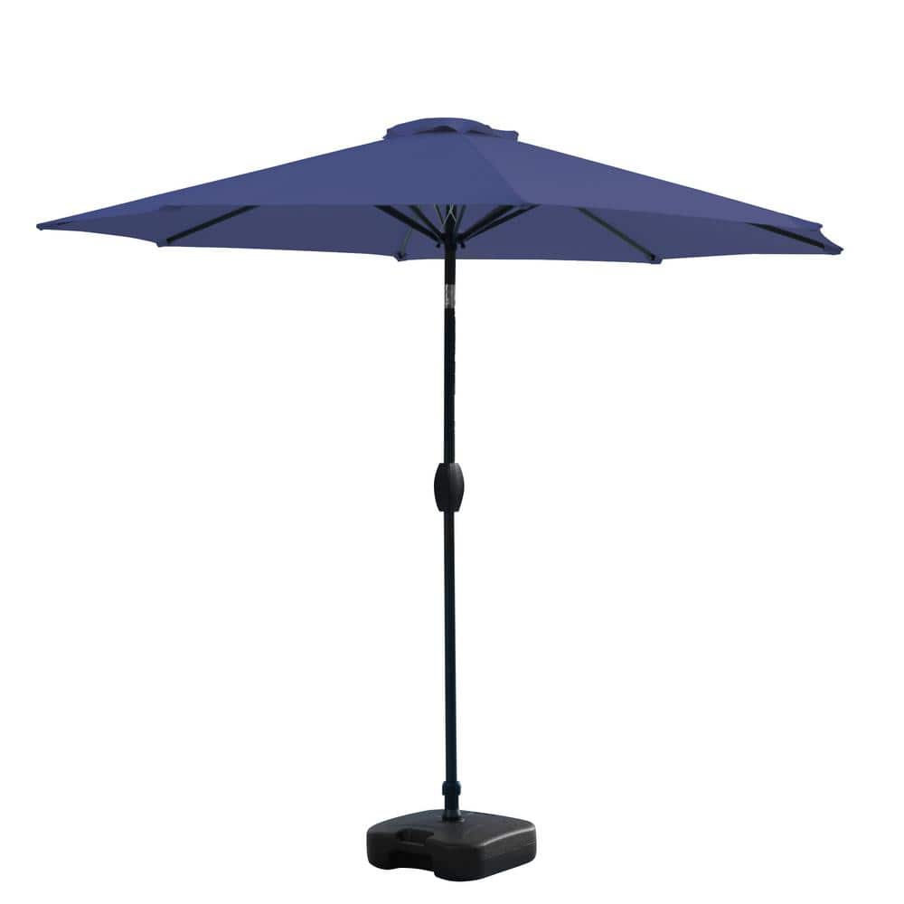 Navy Blue 9 ft. Steel Frame Patio Umbrella with Crank and Tilt
