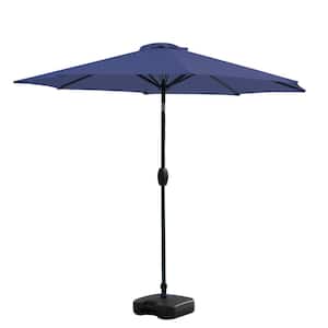 9 ft. Tilt and Crank Patio Table Umbrella With Square Base in Navy Blue