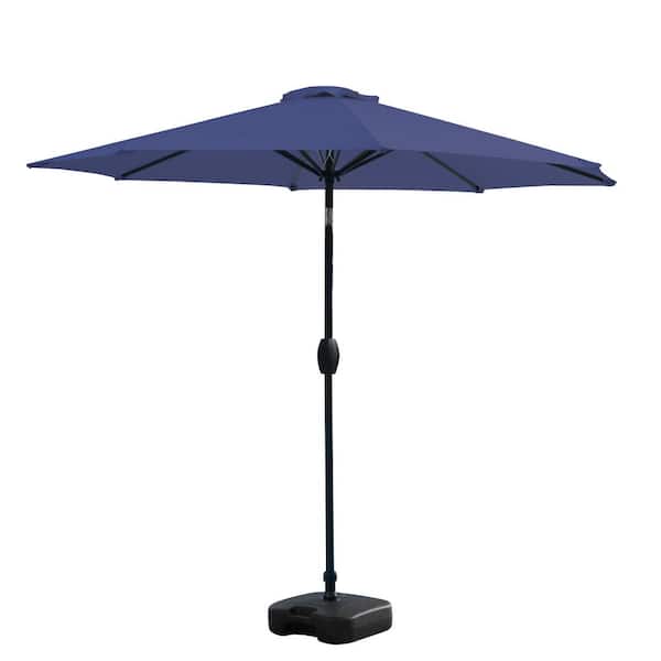 WESTIN OUTDOOR 9 ft. Tilt and Crank Patio Table Umbrella With Square Base in Navy Blue
