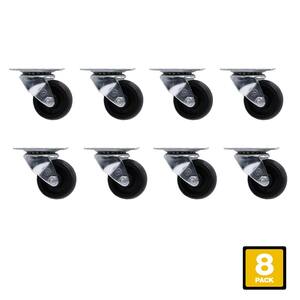 2 in. Black Polypropylene and Steel Swivel Plate Caster with 125 lb. Load Rating (8-Pack)