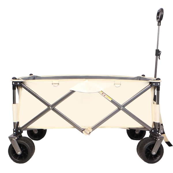 Otryad Folding Wagon, Heavy Duty Utility Beach Wagon Cart for Sand with Big Wheels, Adjustable Handle, Serving Cart