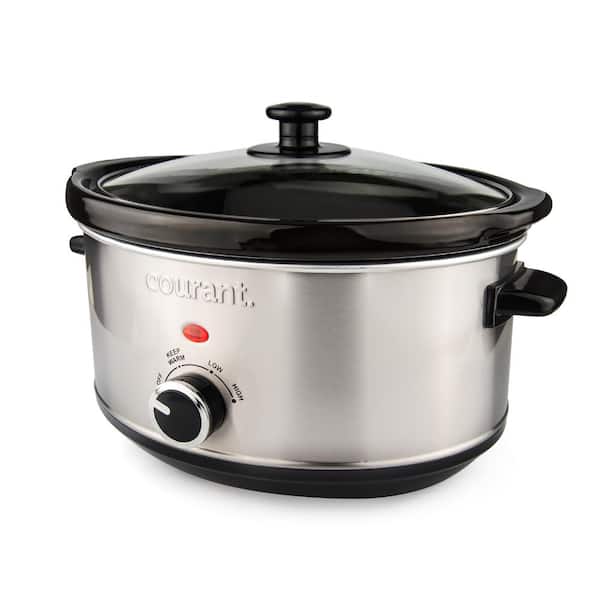 4.5 Quart Slow Cooker with Scallop Pattern in Stainless Steel