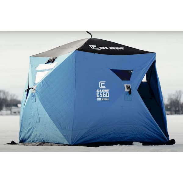 Clam Pop-up Ice Fishing Angler Hub Shelter Tent With Anchor Straps And  Carrying Bag : Target