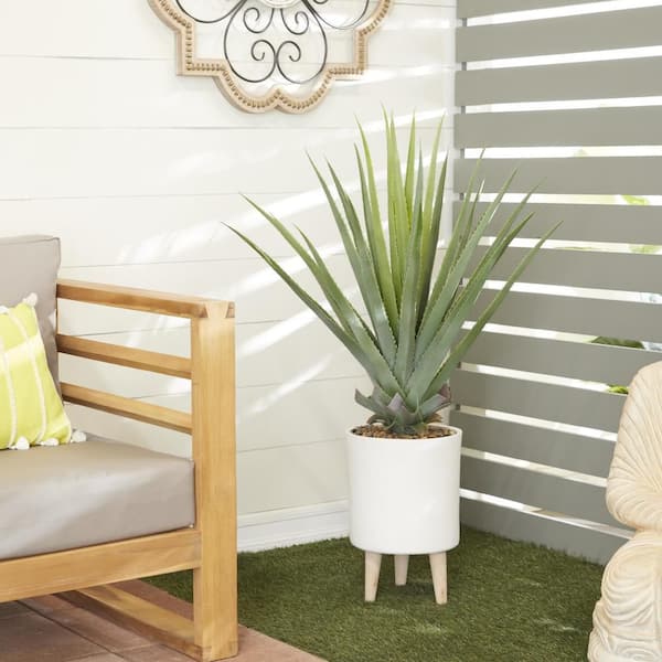 Litton Lane 42 in. H Agave Artificial Plant with Realistic Leaves and White Ceramic Pot