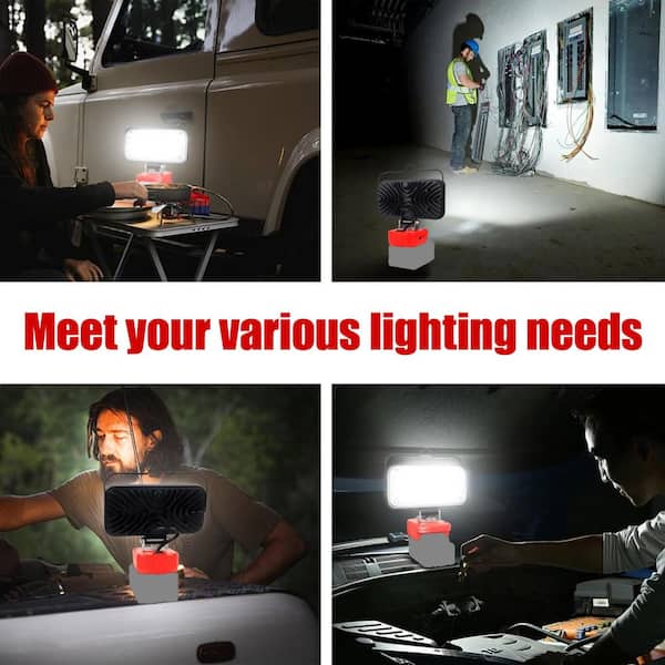 100-Watt 18-Volt 9000 Lumen LED Work Light Flashlight with USB Type-C, Portable Flood Light for Job Site (No Battery)