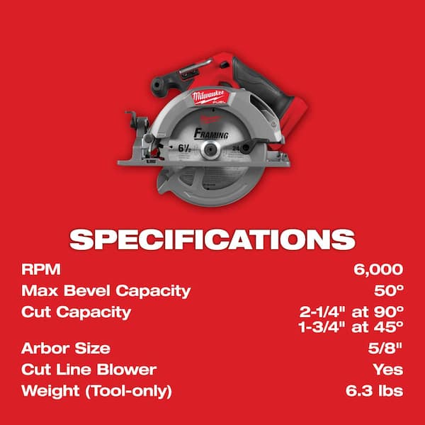 M18 FUEL 18-Volt Lithium-Ion Brushless Cordless 6-1/2 in. Circular Saw (Tool-Only)