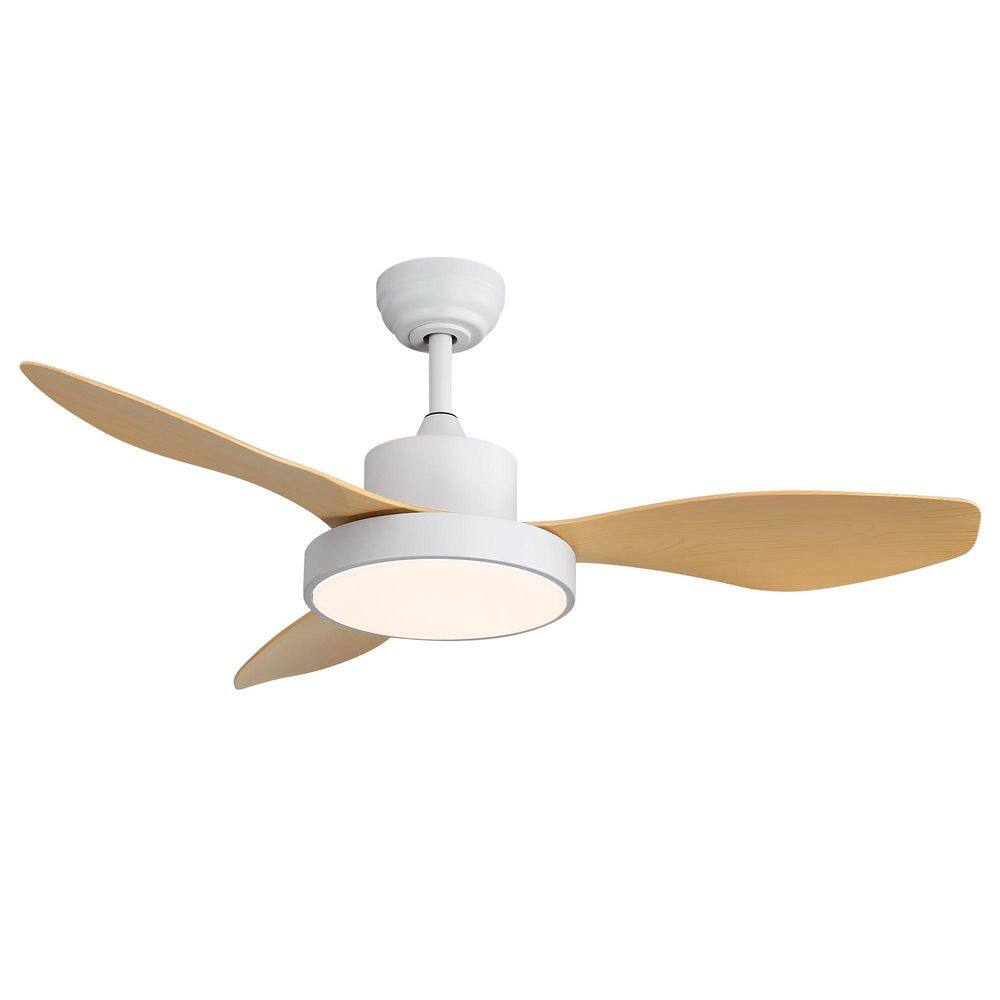 47 in. Indoor White Ceiling Fan with Light, Dimmable, Quiet Reversible DC M