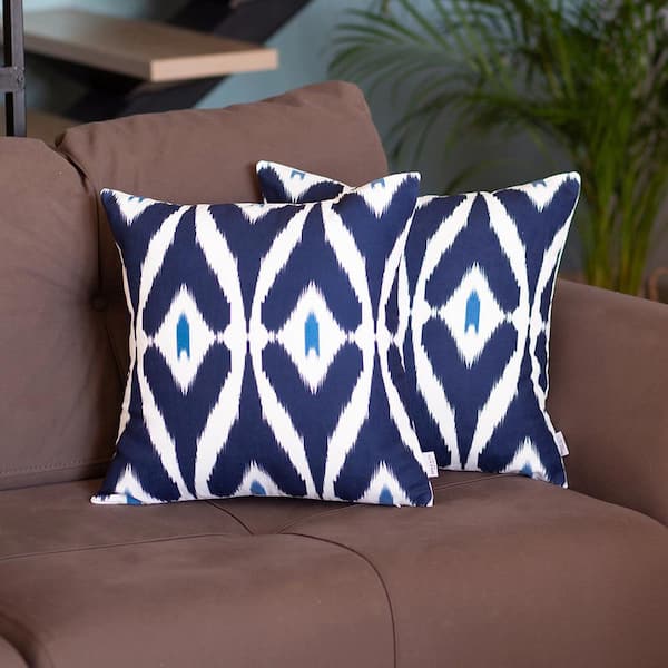 Set Of 4 Brown And Blue Ikat Design Lumbar Pillow Covers Set Of 4 Brown And Blue Ikat Design Lumbar Pillow Covers