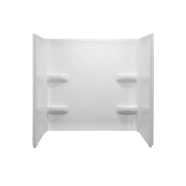 Elite 27 in. x 54 in. x 59 in. 3-Piece Direct-to-Stud Alcove Tub Wall Kit in White