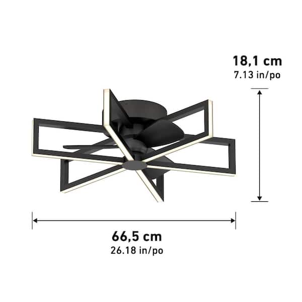 Swirl 26 in. Indoor Black 8-Steps CCT 18.7 in. Integrated LED Ceiling Fan with Remote Included