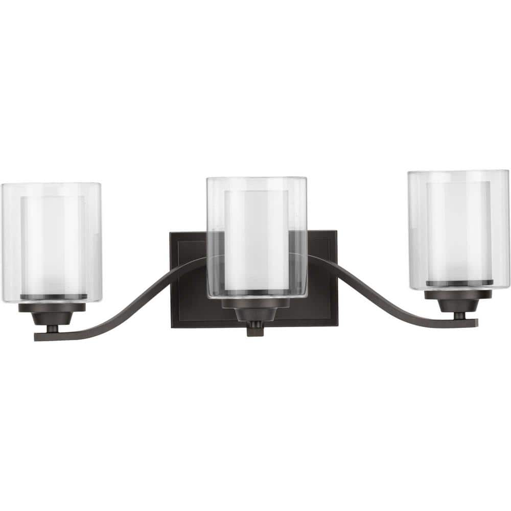 Graphite 3-Light Wall Bracket with Etched Glass Shades