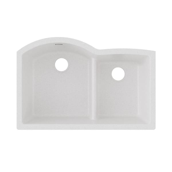 Elkay Quartz Classic  33in. Undermount 2 Bowl  White Granite/Quartz Composite Sink Only and No Accessories